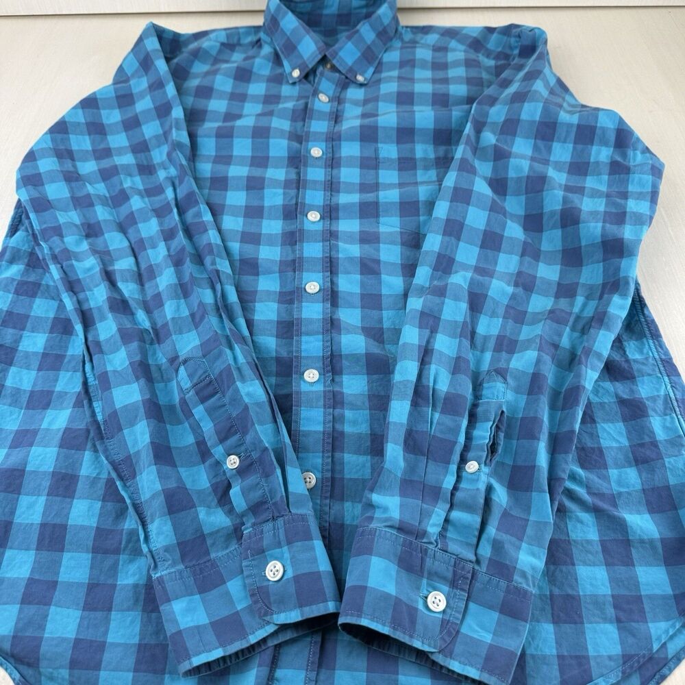 J.Crew Shirt Mens Large Blue Plaid Cotton Long Sleeve Pocket Button Down - Picture 4 of 10